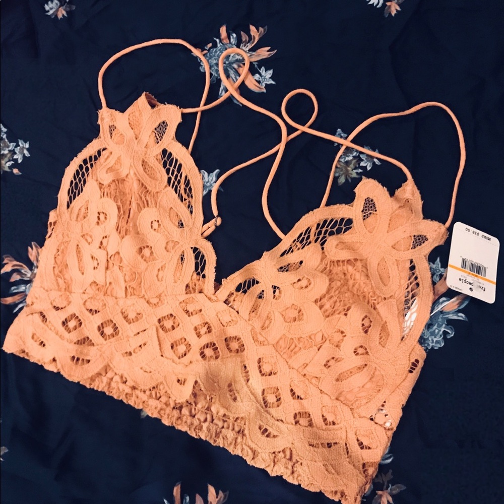 Free People crop top lace NWT light orange